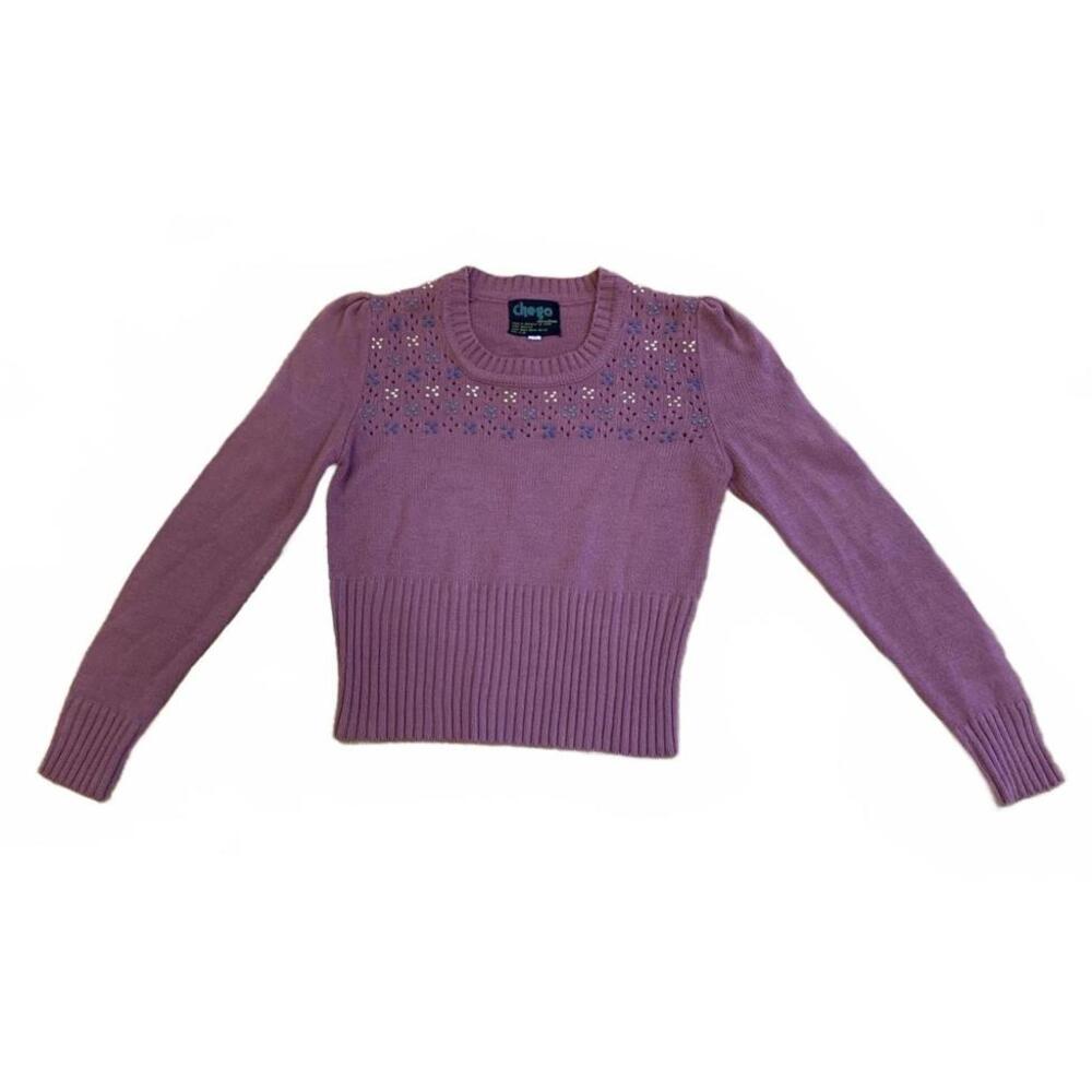 Vintage Chego Acrylic Knit Sweater with Decorative Pattern